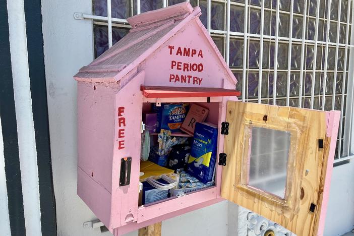  The Tampa Period Pantry offers free menstrual hygiene products like tampons and pads, as well as other items to help during periods like heating patches for cramps or sanitary wipes.<br>