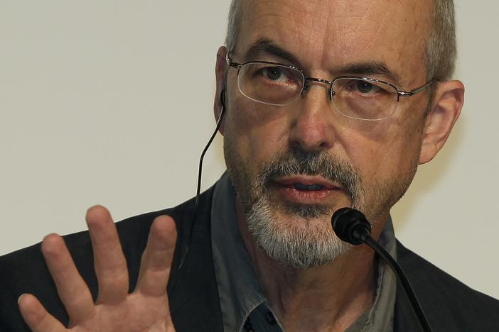 Artist Bill Viola speaks at a press conference in Tokyo in 2011. 