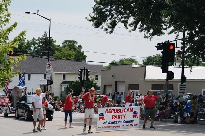The Republican Party of Waukesha County walks down during the annual Lions Daze parade on Sunday morning in Sussex in Waukesha County.