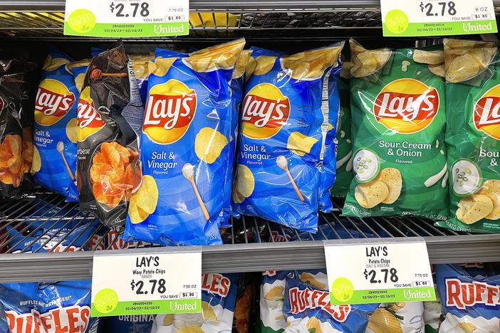 PepsiCo said sales of its Frito-Lay snacks slumped in the most recent quarter as shoppers became more sensitive to rising prices.