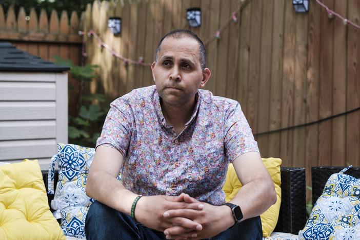 Hani Almadhoun, a Palestinian-American, poses for a portrait at his home in Virginia on June 26.
