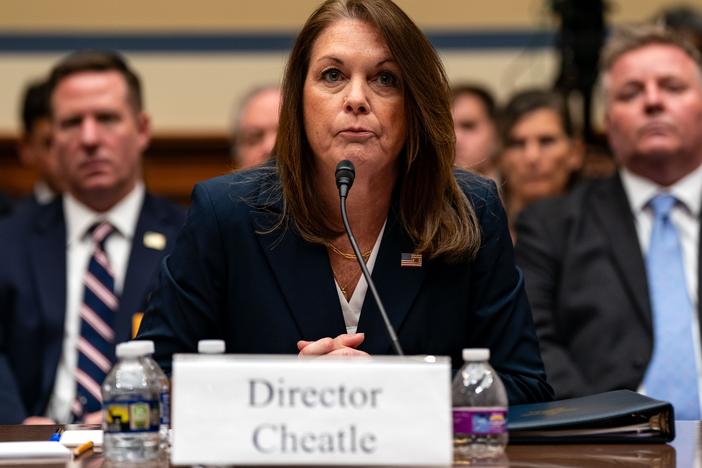 Secret Service Director Kimberly Cheatle testifies before the House Oversight and Accountability Committee during a hearing on Monday. Cheatle resigned her position the next day. 