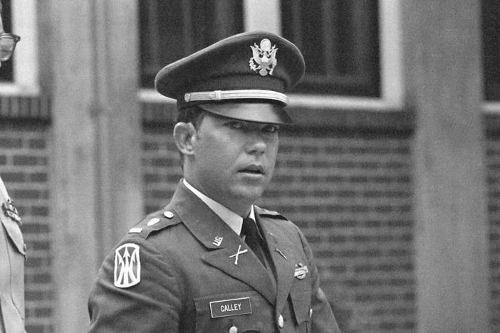 Lt. William L. Calley, Jr., pictured during his court martial at Fort Benning, Ga., on April 23, 1971. Calley, who as an Army lieutenant led the U.S. soldiers who killed hundreds of Vietnamese civilians in the My Lai massacre, the most notorious war crime in modern American military history, died on April 28 at a hospice center in Gainesville, Fla., <em>The Washington Post</em> reported on July 29. He was 80.