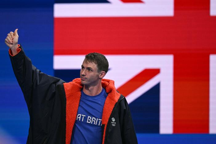 Britain's Benjamin Proud prepares to compete in a semifinal of the men's 50m freestyle swimming event during the Paris 2024 Olympic Games at the Paris La Defense Arena in Nanterre, west of Paris, on Wednesday.
