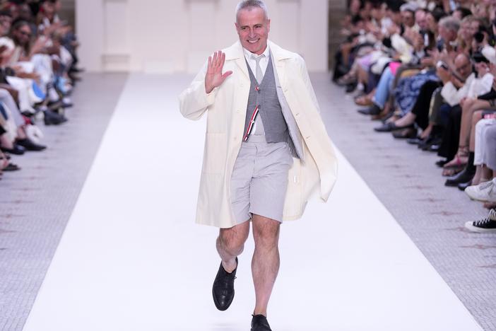 Designer Thom Browne acknowledges the applause of the audience after the Thom Browne Haute Couture Fall/Winter 2024-2025 show as part of Paris Fashion Week on June 24, 2024 in Paris, France.