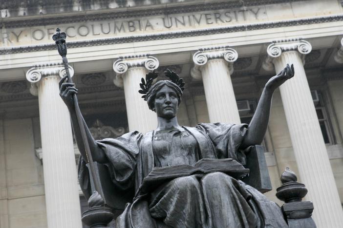  The statue of Alma Mater on the campus of Columbia University in New York.