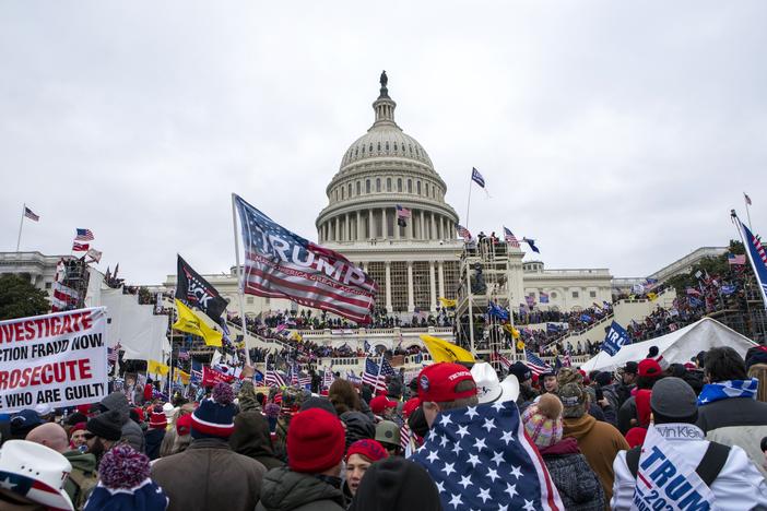 Rioters loyal to President Donald Trump rally at the U.S. Capitol in Washington on Jan. 6, 2021.