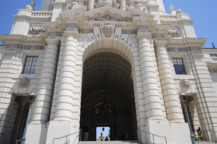 An overall view of Pasadena City Hall is seen Monday, in Pasadena, Calif.