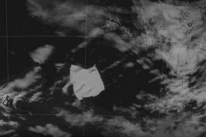 A screenshot of the National Oceanic and Atmospheric Administration's satellite system, which monitored iceberg A23a in February as it drifted around the Weddell Sea near the Antarctic Peninsula. 