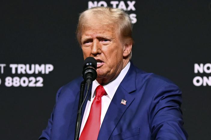 Former President Donald Trump, the Republican presidential nominee, speaks at a campaign rally Wednesday in Asheville, North Carolina.