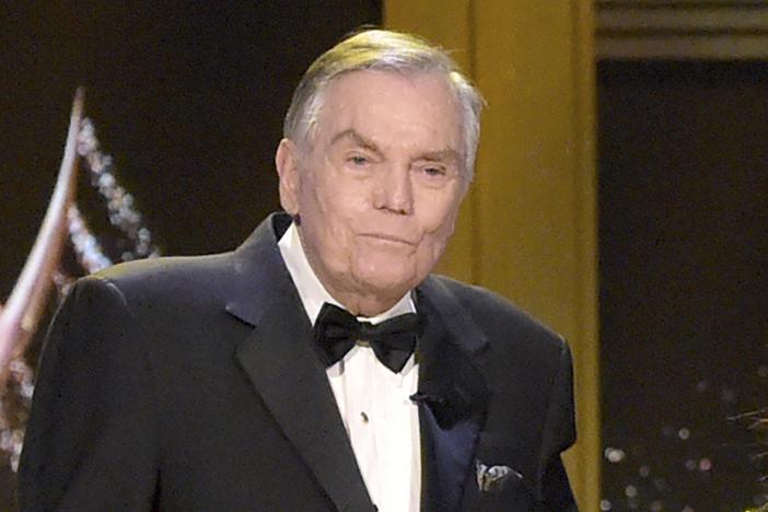 Host Peter Marshall appears at the 45th annual Daytime Emmy Awards at the Pasadena Civic Center on April 29, 2018, in Pasadena, Calif. Marshall, who spent 16 years as host of “The Hollywood Squares,” has died at 98.