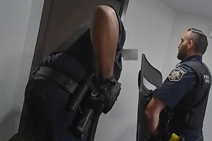  An image from police body-camera video released by New Jersey's attorney general's office.