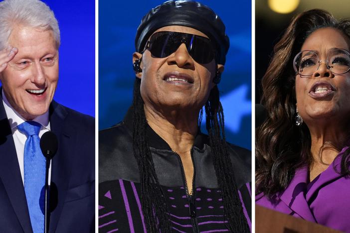  From left: Bill Clinton, Stevie Wonder and Oprah Winfrey all brought the DNC crowd to their feet on Wednesday.