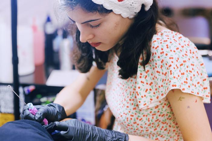  Abby Ingwersen works on a client at Nice Try Tattoo in New York.