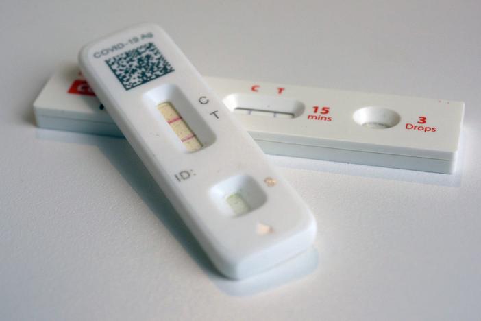 COVID-19 antigen home tests show a positive result. Americans will be able to order four free COVID-19 tests at the end of September that will be delivered to their mailbox.