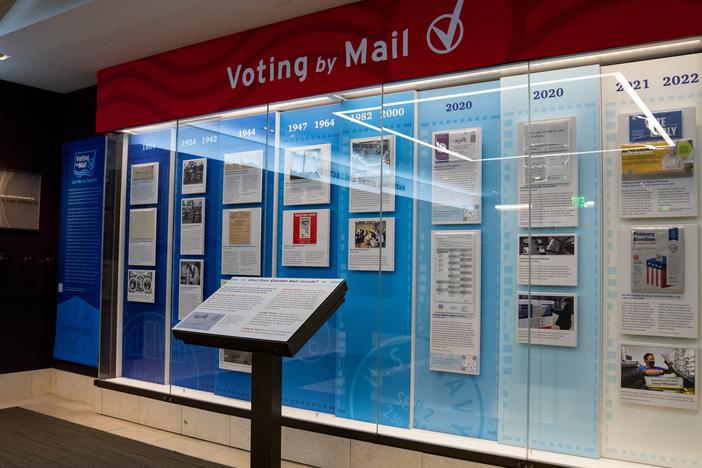 The “Voting by Mail” exhibition at the National Postal Museum in Washington, D.C., tracks the long history of mail-in voting in the United States with a selection of historical ballot envelopes, election mailers and photographs.