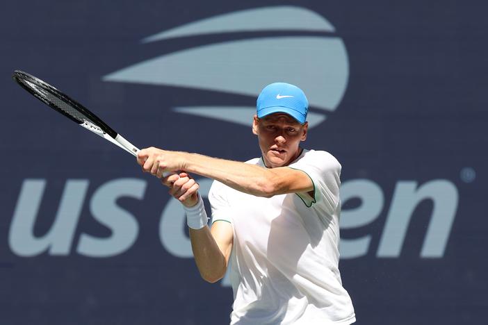Jannik Sinner of Italy practices last week prior to the 2024 U.S. Open in New York City. The world's top-ranked player tested positive for low levels of a banned steroid after his physiotherapist used a topical spray to treat a small cut before giving Sinner a massage.