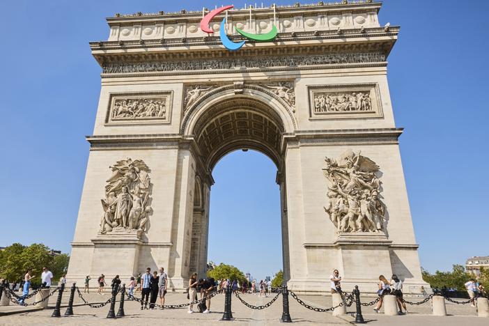 The Arc de Triomphe in Paris stands ready for the 2024 Paralympic Games.
