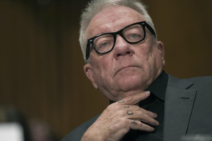 Former Backpage.com owner Michael Lacey attends a Senate committee on Jan. 10, 2017, on Capitol Hill in Washington.