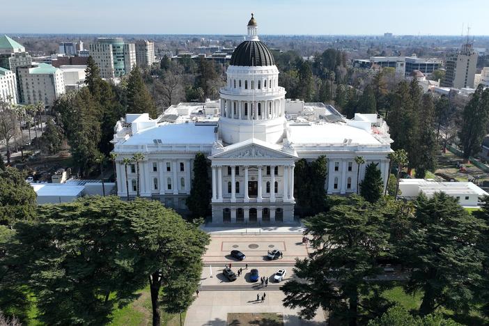 An aerial view of the California State Capitol on Feb. 1, 2023, in Sacramento.