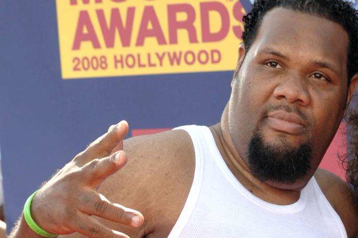 DJ Fatman Scoop is pictured at the 2008 MTV Video Music Awards in Los Angeles. He died after collapsing at a concert in Connecticut on Friday.