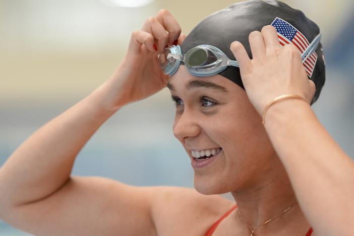 Swimmer Ali Truwit, pictured at practice in Stamford, Conn., in August, won silver in her first Paralympic Games just over a year after losing part of her leg in a shark attack. 