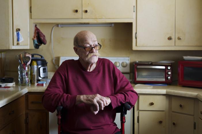 Don Fitterer, 81, sits for a portrait at his home in Glen Ullin, N.D., on May 23. Fitterer is a participant in the Western Morton County Aging in Community program, which connects older adults in the medically underserved area of western Morton County with a variety of resources that can improve their quality of life. 