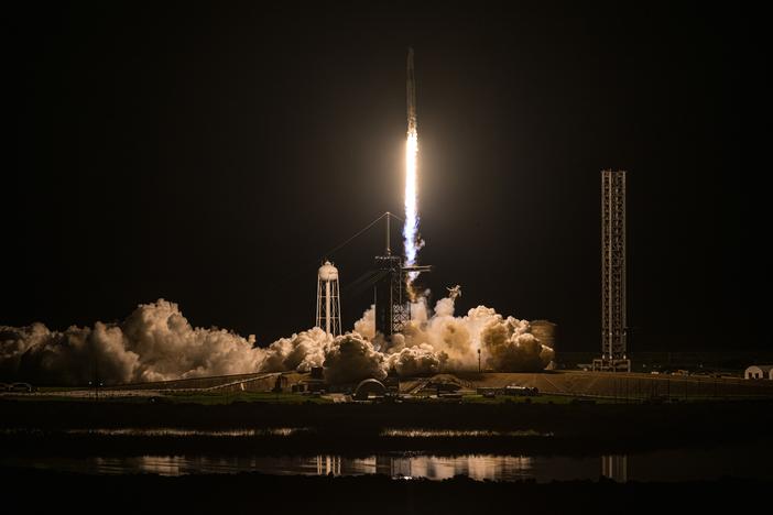 Polaris Dawn lifts off from Pad 39A at the Kennedy Space Center in Florida early Tuesday morning. The crew is set to conduct the first private spacewalk ever in a matter of days.