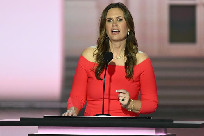 Arkansas Gov. Sarah Huckabee Sanders speaks at the Republican National Convention in July. She said Arkansas does not need "a duplicative program" to address its maternal mortality problems.