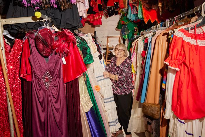 Ursula Boschet, 90, owner of Ursula’s Costumes in Santa Monica, California, browses through the one-of-a-kind, handmade costumes in her shop. Now all of her costumes are on sale as she closes shop after 30 years.