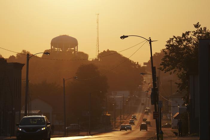 The sun rises over the city of Springfield, Ohio, on Monday, Sept. 16, 2024.