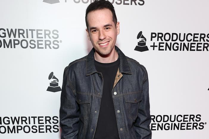 Edgar Barrera, the songwriter and producer who leads all nominees at the 25th annual Latin Grammy Awards, shown here attending an event celebrating producers, engineers, songwriters and composers at the Grammy museum on January 31, 2024.