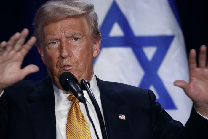 Former President Donald Trump speaks before prominent Jewish donors at an event titled "Fighting Anti-Semitism in America" in Washington, D.C., on Sept. 19. 