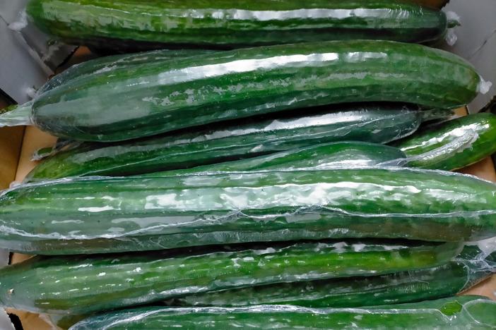 Plastic wrap used on cucumbers has been found to contain phthalates. 