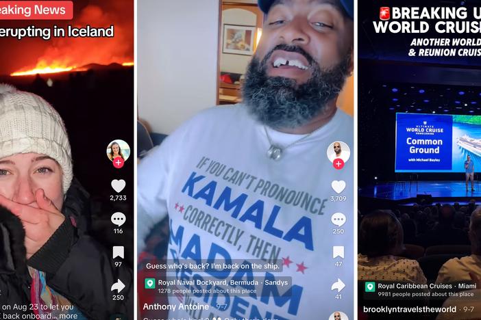TikToks by passengers on the Ultimate World Cruise — screenshot by NPR — capture the highs and lows of the nine-month journey, which ended last week.