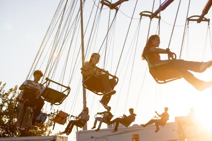 Folks enjoy the rides at the Pahrump Fall Festival in Pahrump, Nevada on Sept. 21, 2024.