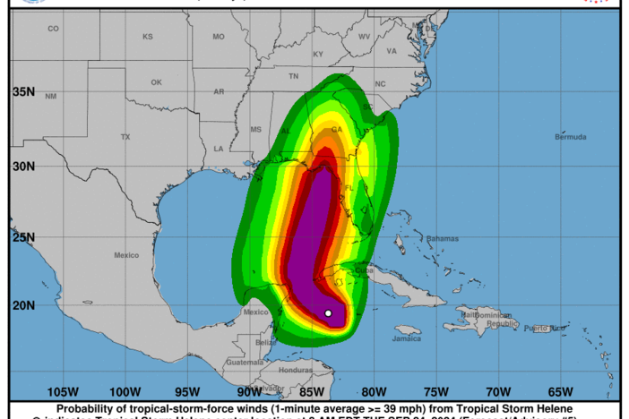  Forecasters upgraded Helene to a tropical storm with expected growth to a strong hurricane in the second half of this week. 
