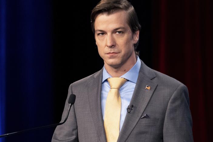 The Libertarian Party's Chase Oliver, seen here in 2022, appears on presidential ballots in seven key states.