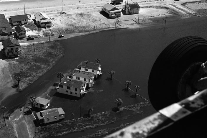 Cottages at Carolina Beach on Sept. 28, 1958, were surrounded by water in the wake of that year's Hurricane Helene. 
