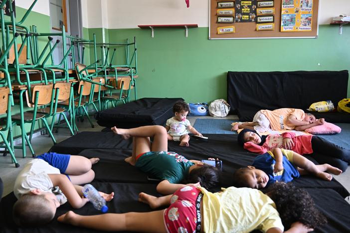 Lebanese who were forced to flee their homes due to Israeli airstrikes have been housed in school buildings in Lebanon's capital of Beirut on Tuesday.