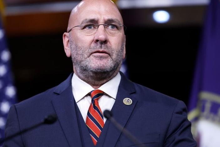 Rep. Clay Higgins (R-LA) speaks during a press conference on the National Defense Authorization Act (NDAA) with members of the House Freedom Caucus on July 14, 2023 in Washington, D.C.