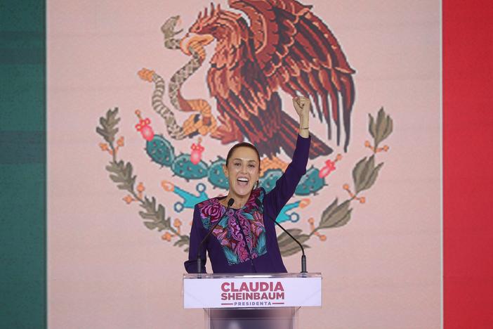 Claudia Sheinbaum campaigning during the election.