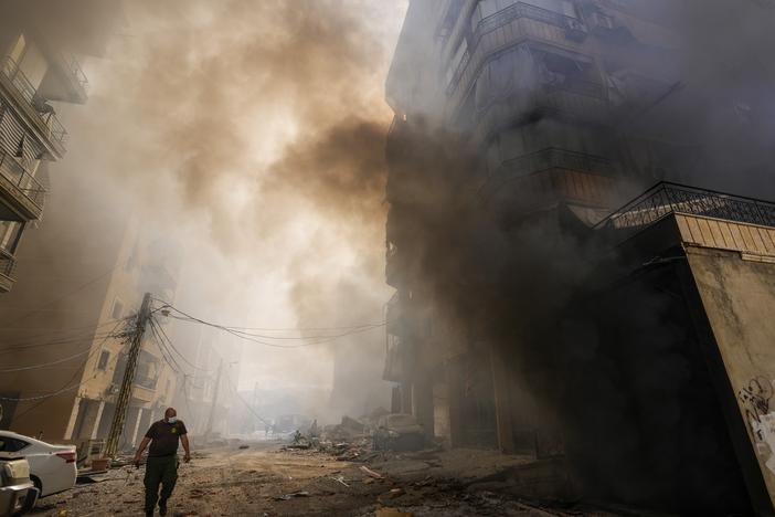 Smoke rises from the site of an Israeli airstrike in Dahiyeh, Beirut, Lebanon, Wednesday.