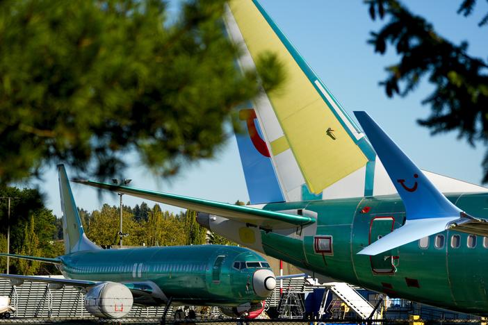 Unpainted Boeing 737 Max aircraft are seen on Sept. 24, 2024, at the company's facilities in Renton, Wash.