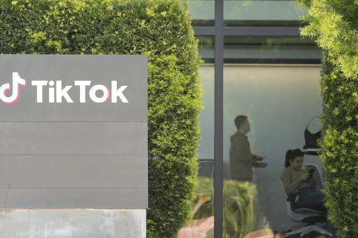 People work inside the TikTok Inc. building in Culver City, Calif., on March 11.