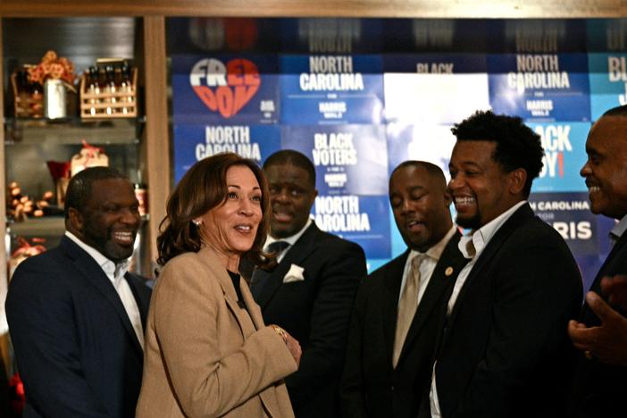 Vice President Harris campaigns in Raleigh, N.C., on Oct. 12 — part of a push to try to shore up her support among Black men.