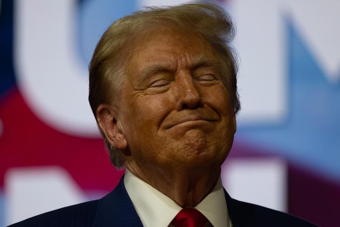 Former President Donald Trump, the Republican presidential nominee, holds a town hall at the Greater Philadelphia Expo Center in Oaks, Pa., on Oct. 14.