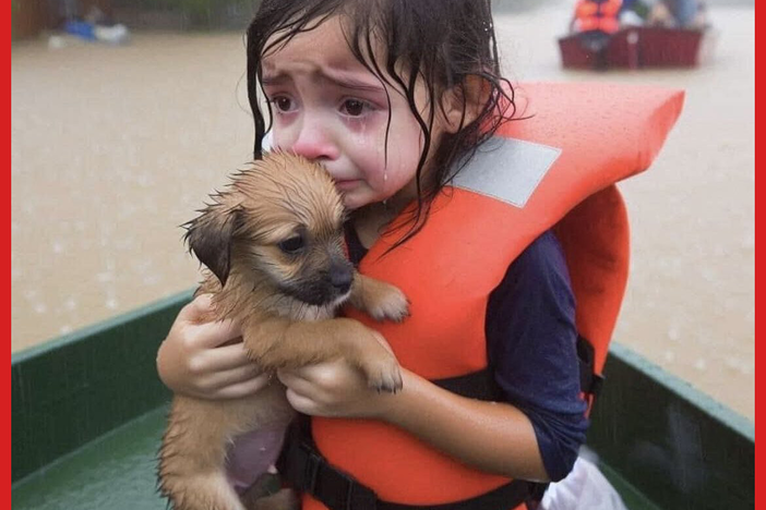 An image that was likely created with artificial intelligence tools that purported to show a young survivor of Hurricane Helene. The image got millions of views online, even after its provenance was questioned.