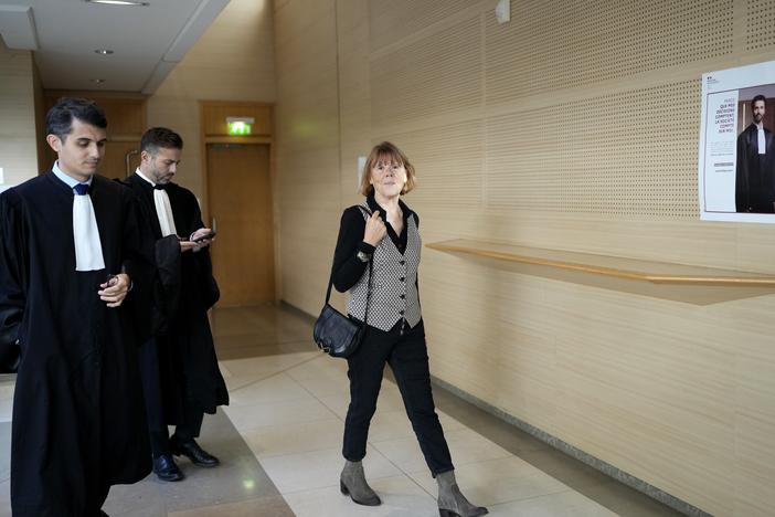 Gisele Pelicot, who was allegedly drugged by her now former husband so that he and others could assault her, arrived at a courthouse, in Avignon, southern France, Oct. 16.