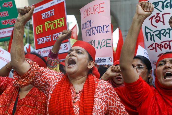 Garment workers in Bangladesh protest for better working conditions.